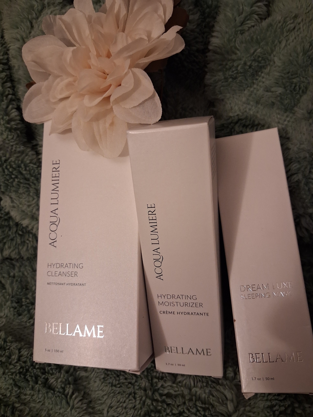 Bellame Acqua Lumiere Skincare Trio Hydrating Cleanser Moisturizer Sleeping Mask